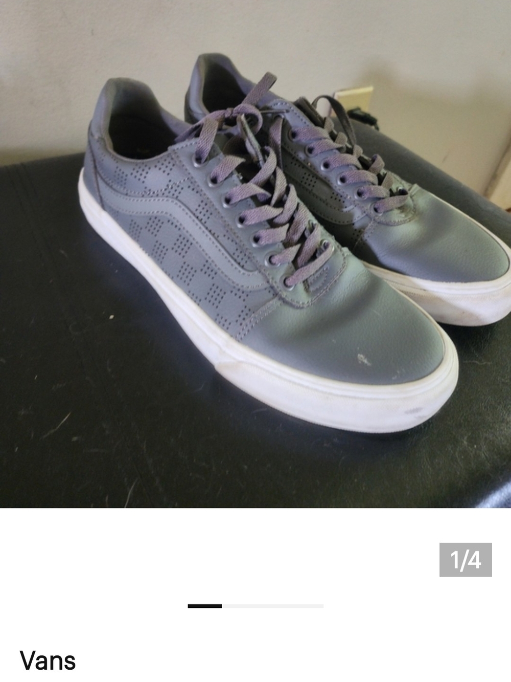 Vans Low-Top Leather Sneakers in Charcoal Gray